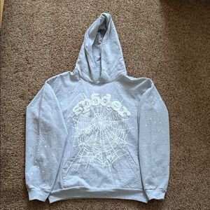 Spider Web Design Gray Hoodie for Men